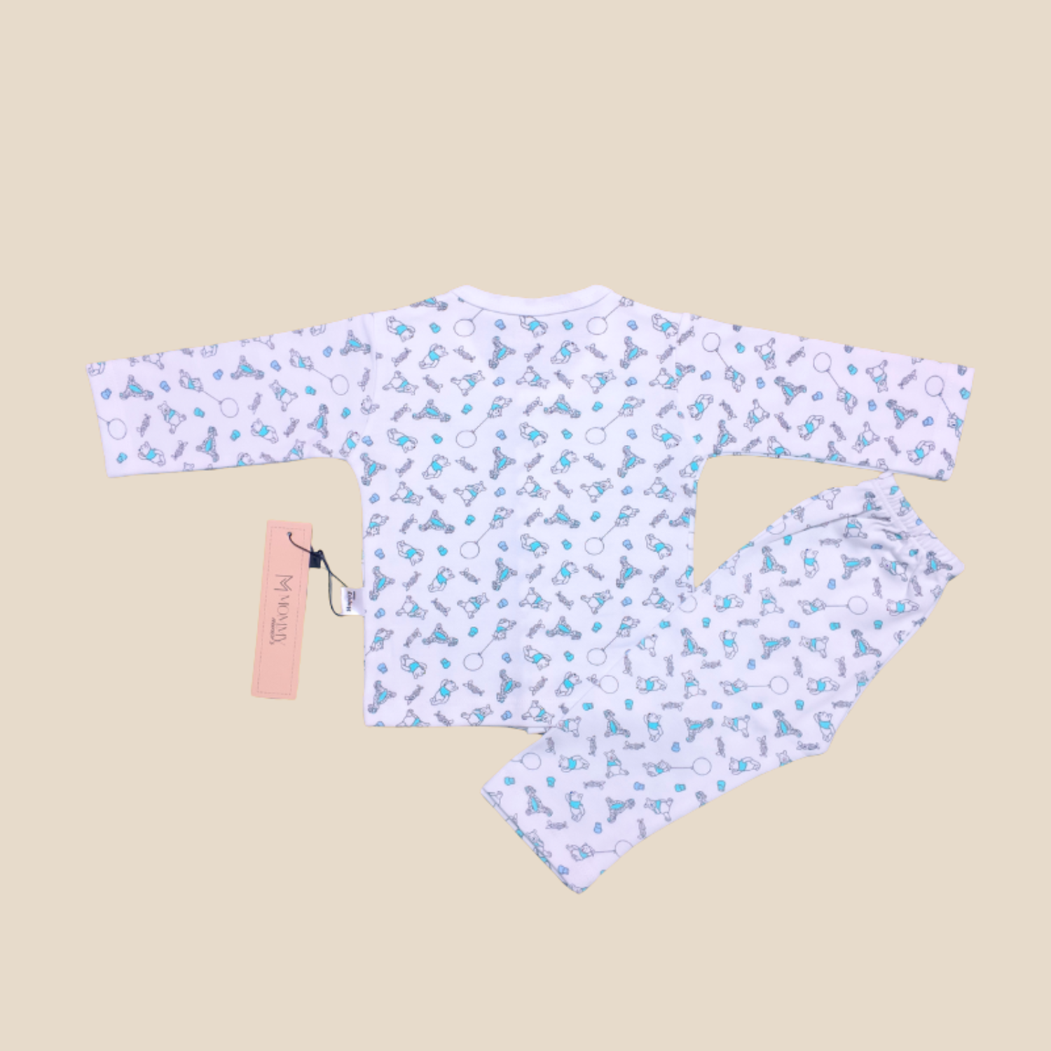 White Soft Cotton Night Suit with Cartoon Print